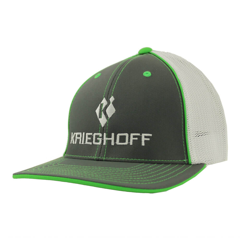Krieghoff Trucker Hat, Graphite/White/Green, Size XS Only