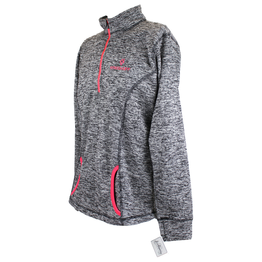 Ladies’ Cosmic Fleece 1/4 Zip Jacket, Charcoal/Pink – Small Only